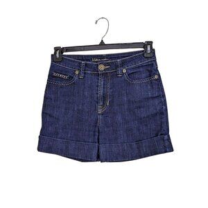 Votre Nom Womens Denim Shorts Euro 38 US 8 Blue Bling 5 Pocket 6 in Inseam